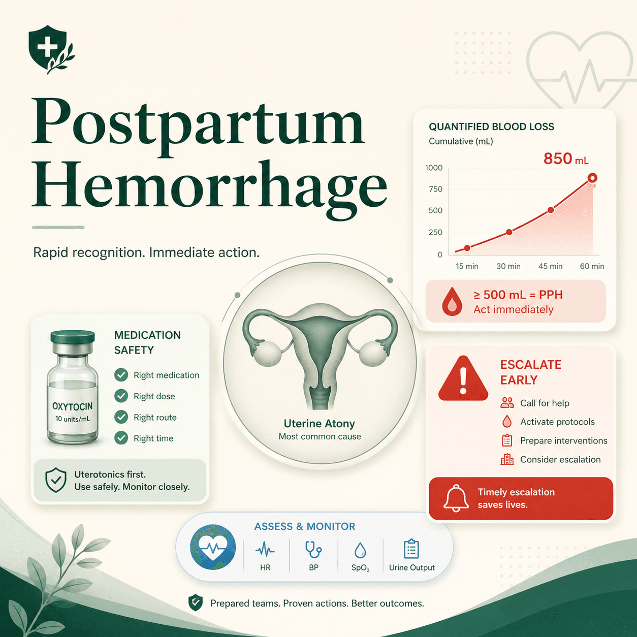Illustration of a postpartum hemorrhage emergency response